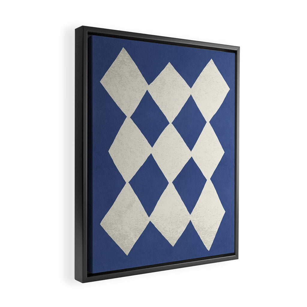 Diamond Pattern Abstract - Dark Blue Framed Canvas Print Gallery Image 2
