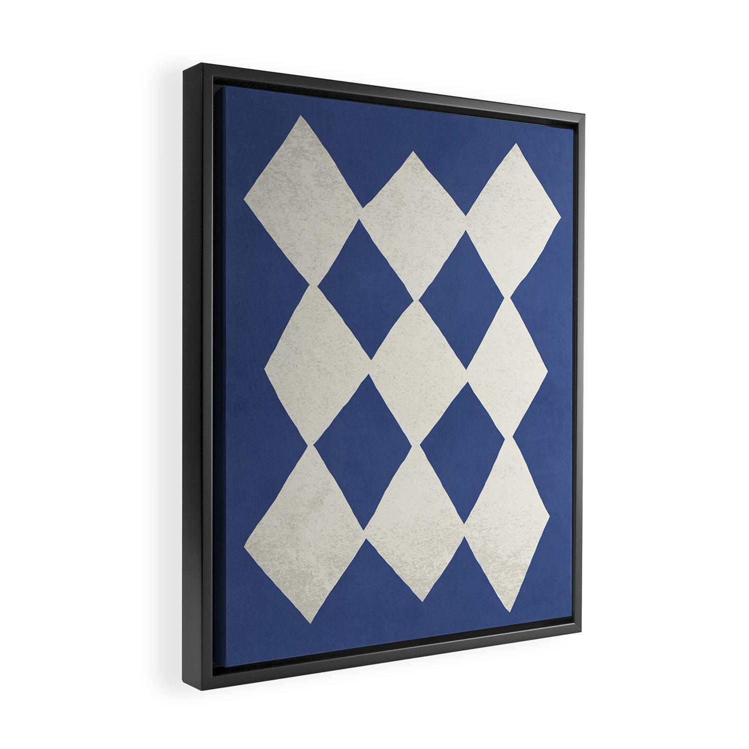 Diamond Pattern Abstract - Dark Blue Framed Canvas Print Gallery Image 2