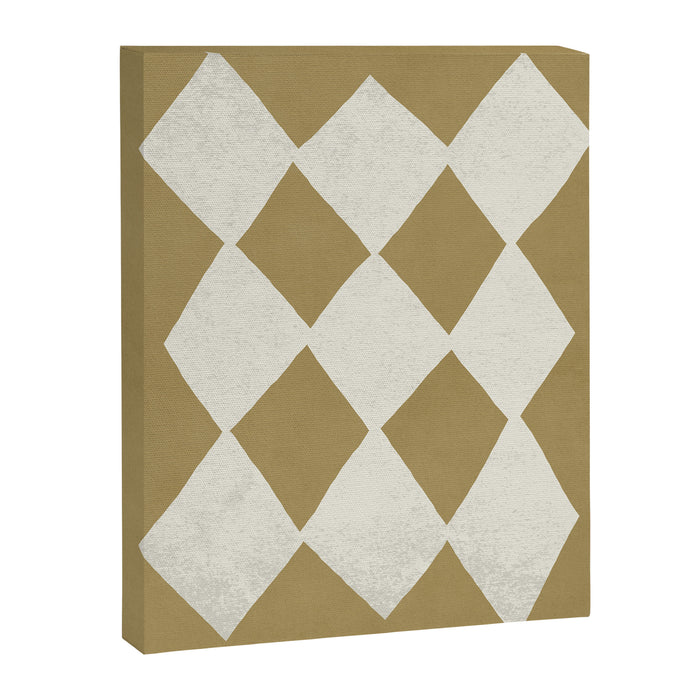 Diamond Pattern Abstract - Gold Beige Canvas Print Gallery Image 1