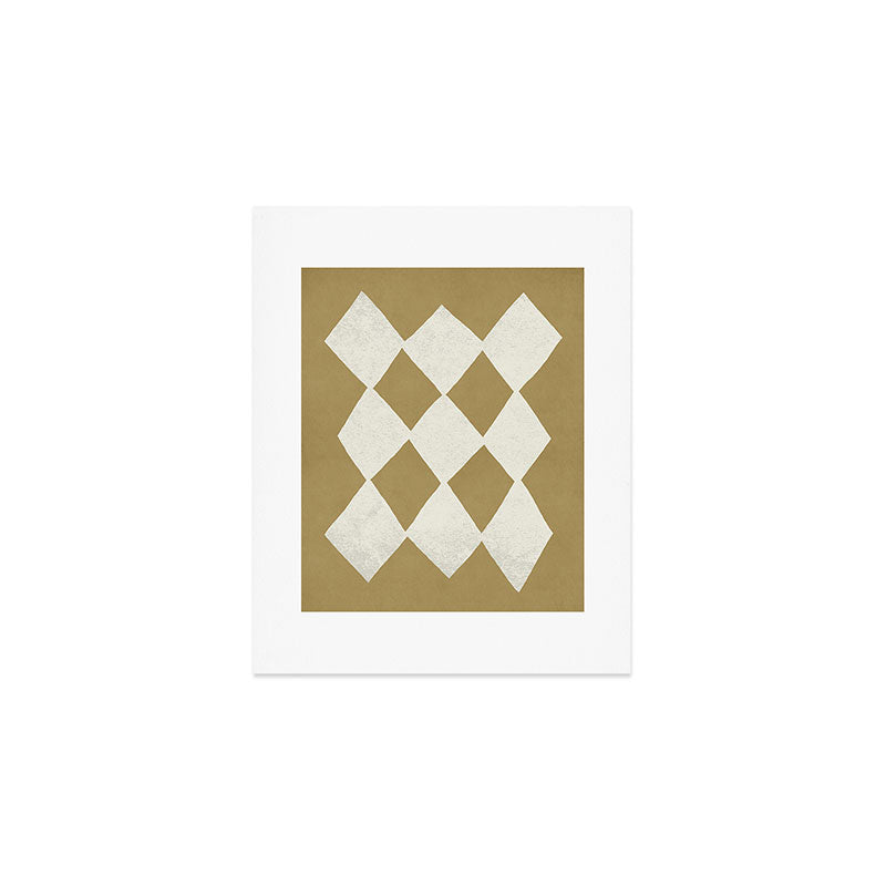 Diamond Pattern Abstract - Gold Beige Art Print Gallery Image 1
