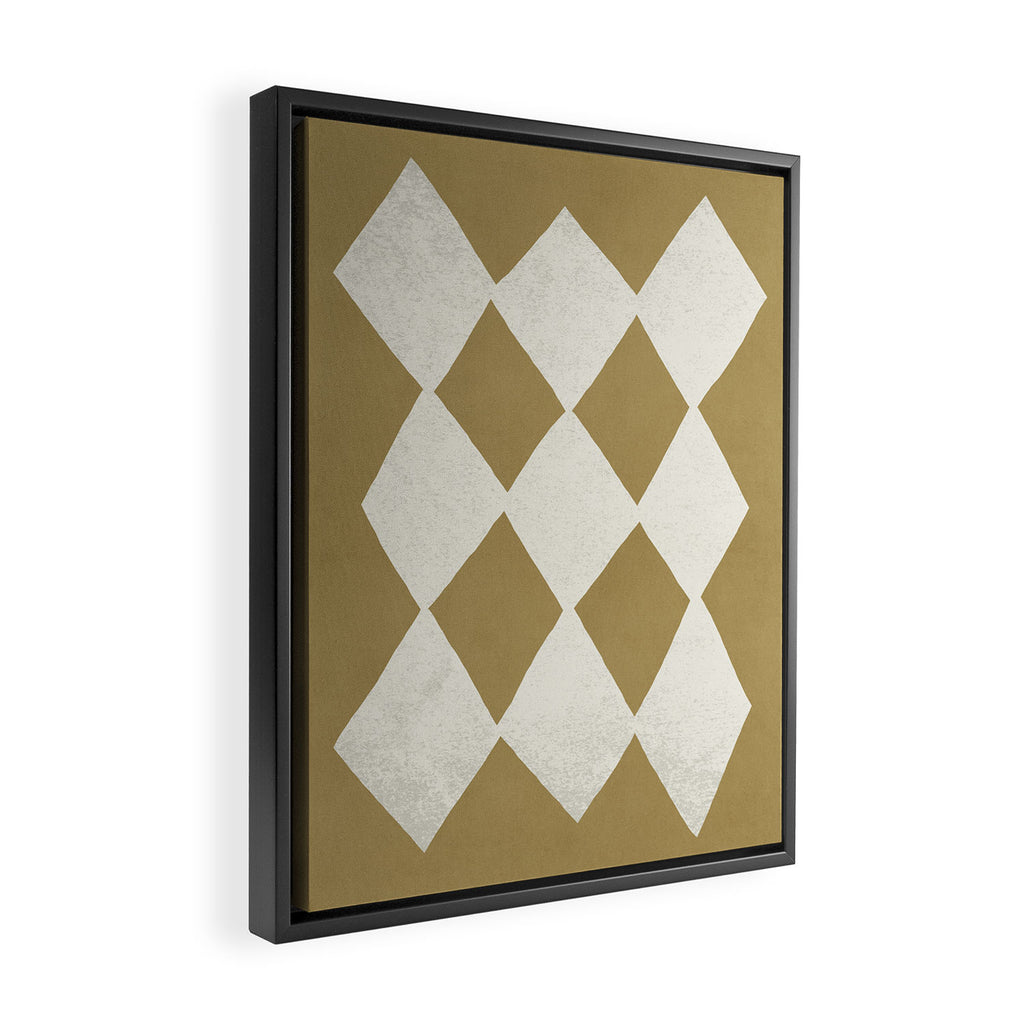 Diamond Pattern Abstract - Gold Beige Framed Canvas Print Gallery Image 2