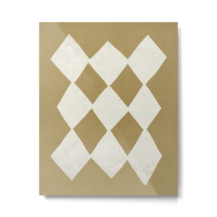 Diamond Pattern Abstract - Gold Beige Metal Print Gallery Image 1