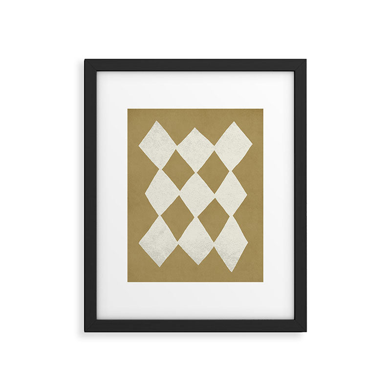 Diamond Pattern Abstract - Gold Beige Framed Art Print Gallery Image 5