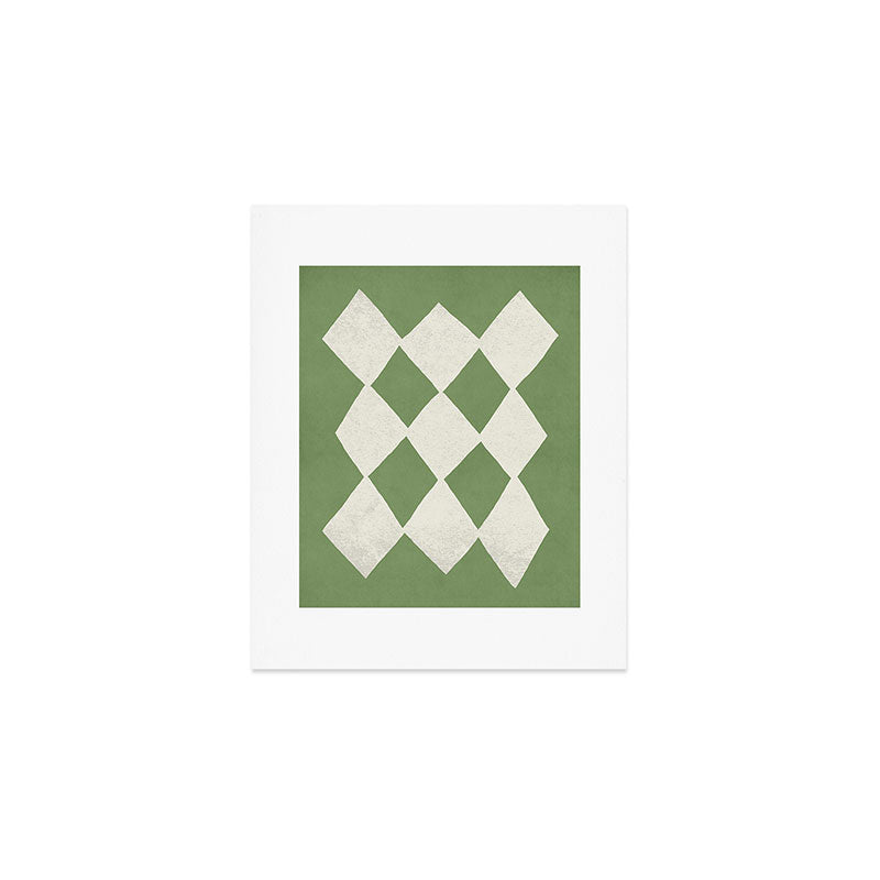 Diamond Pattern Abstract - Green Art Print Gallery Image 1