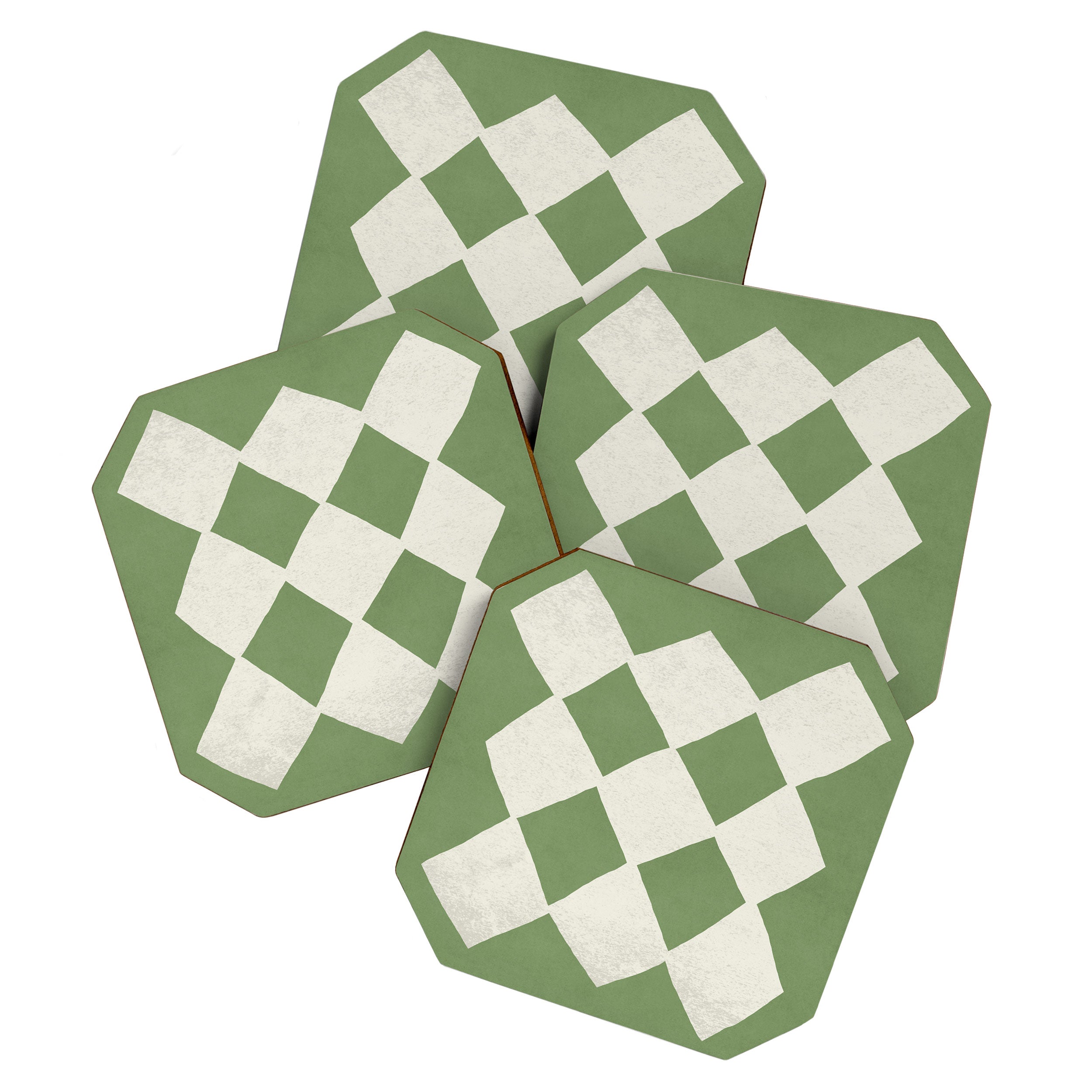 Diamond Pattern Abstract - Green Coaster Gallery Image 1