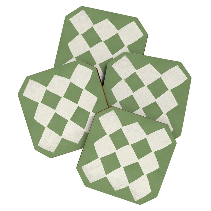 Diamond Pattern Abstract - Green Coaster Gallery Image 1