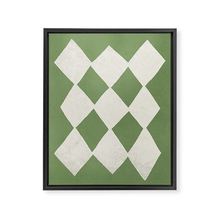 Diamond Pattern Abstract - Green Framed Canvas Print Gallery Image 1