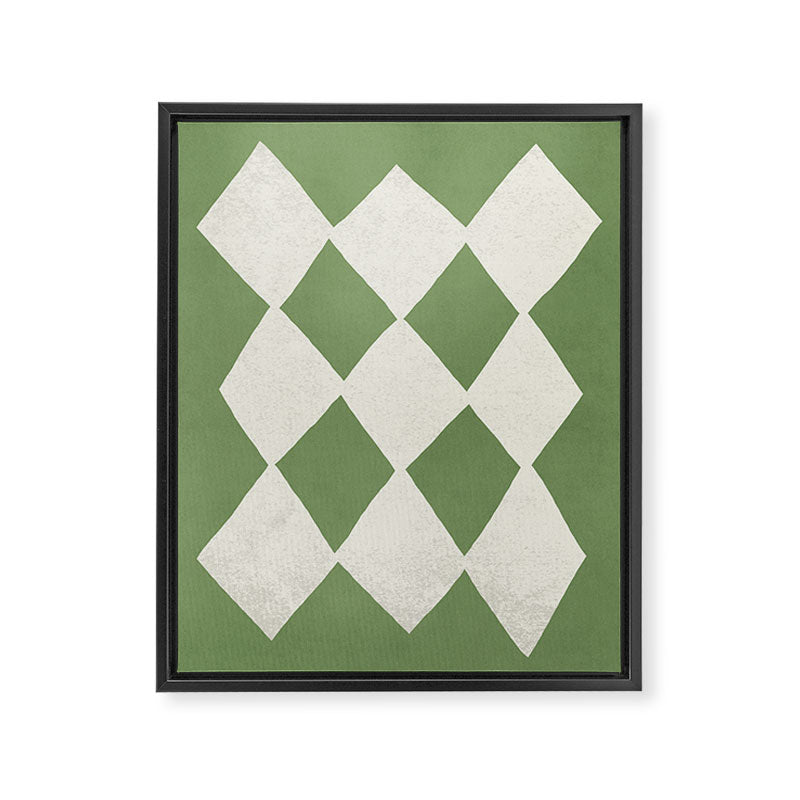 Diamond Pattern Abstract - Green Framed Canvas Print Gallery Image 6