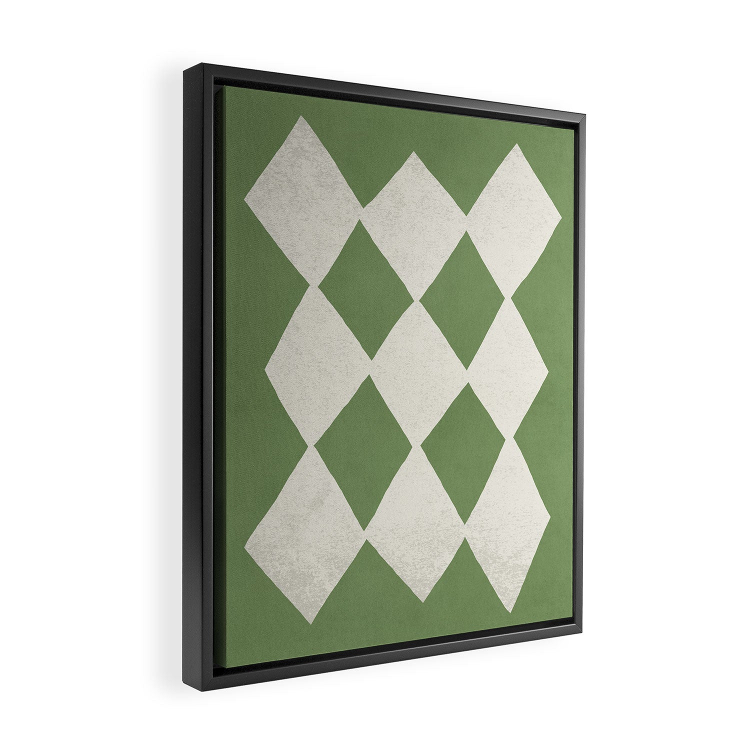 Diamond Pattern Abstract - Green Framed Canvas Print Gallery Image 2