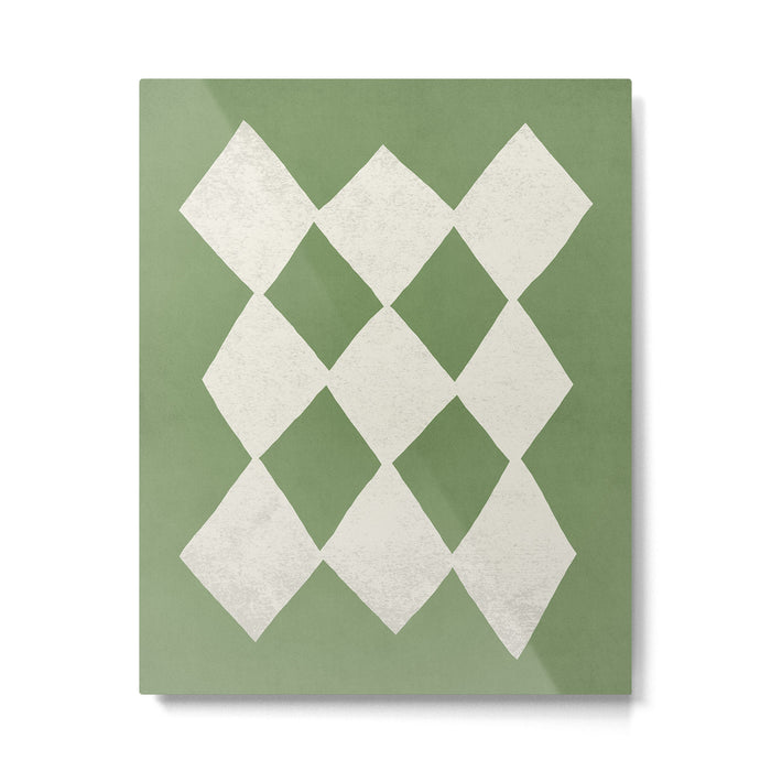 Diamond Pattern Abstract - Green Metal Print Gallery Image 1