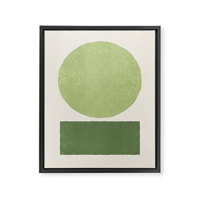Geometric Balance - Green Framed Canvas Print Gallery Image 1
