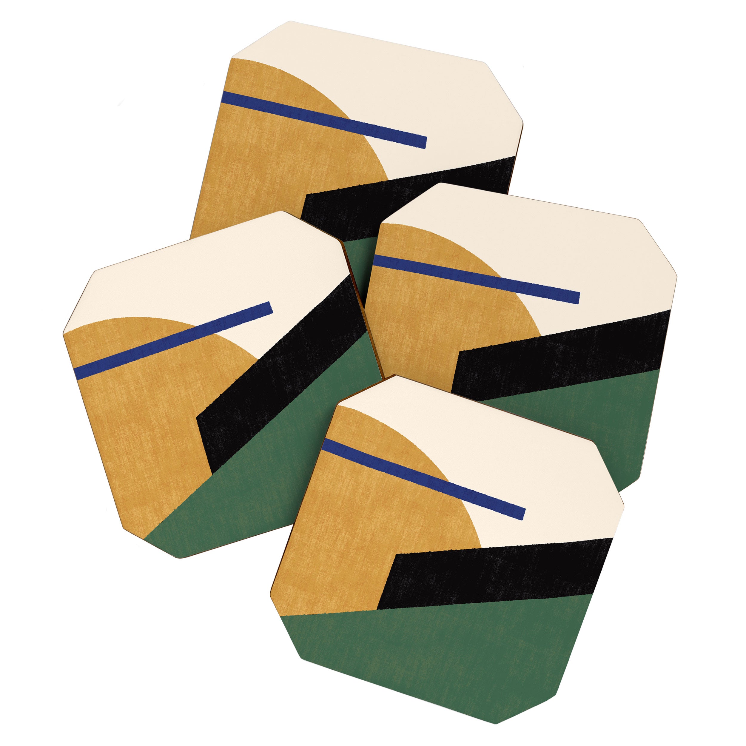 Geometric Compo 1 Filet - green Coaster Gallery Image 1