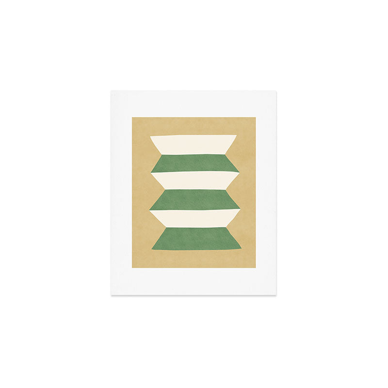 Geometric Vase - Green on Beige Art Print Gallery Image 1
