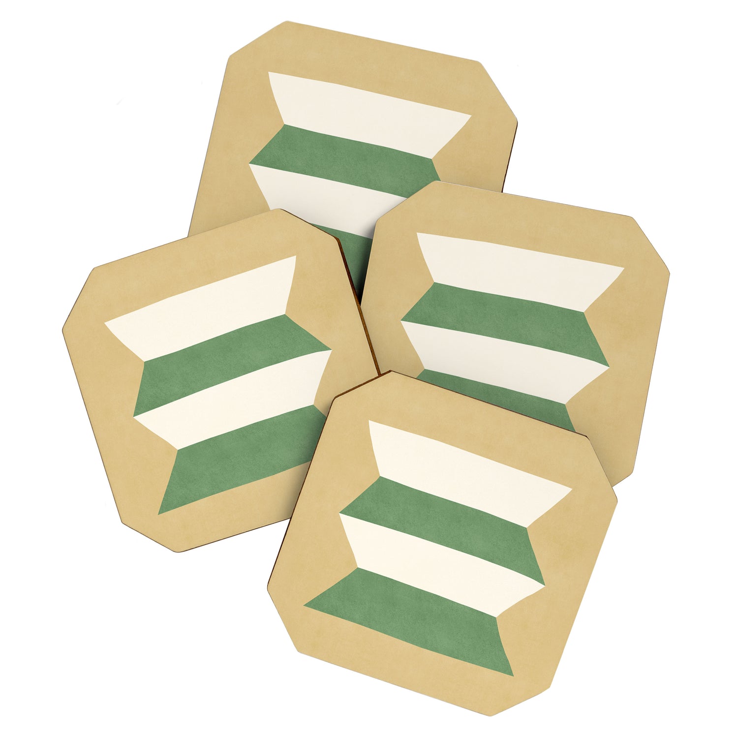 Geometric Vase - Green on Beige Coaster Gallery Image 1