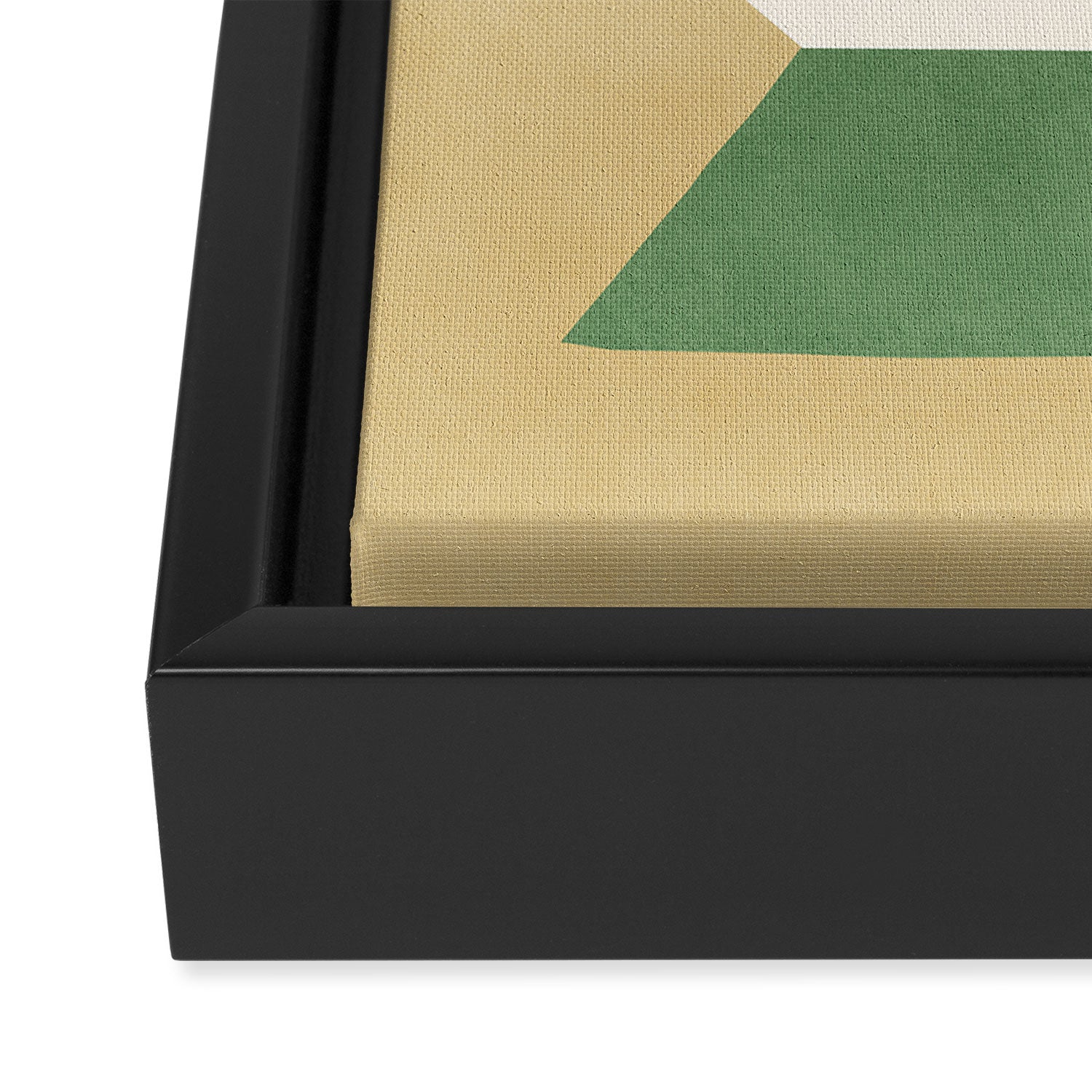 Geometric Vase - Green on Beige Framed Canvas Print Gallery Image 3