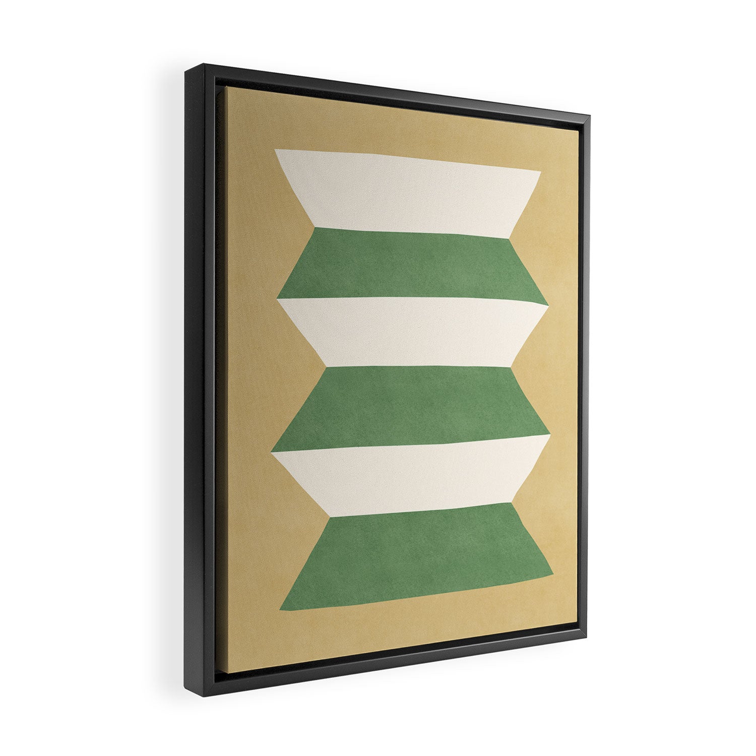 Geometric Vase - Green on Beige Framed Canvas Print Gallery Image 2