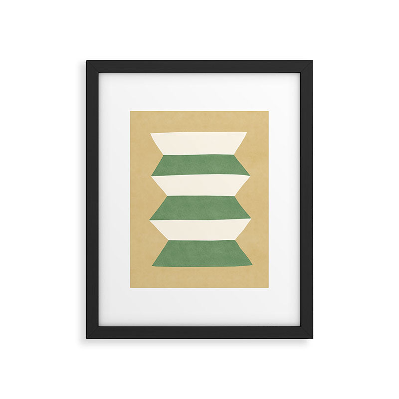 Geometric Vase - Green on Beige Framed Art Print Gallery Image 5