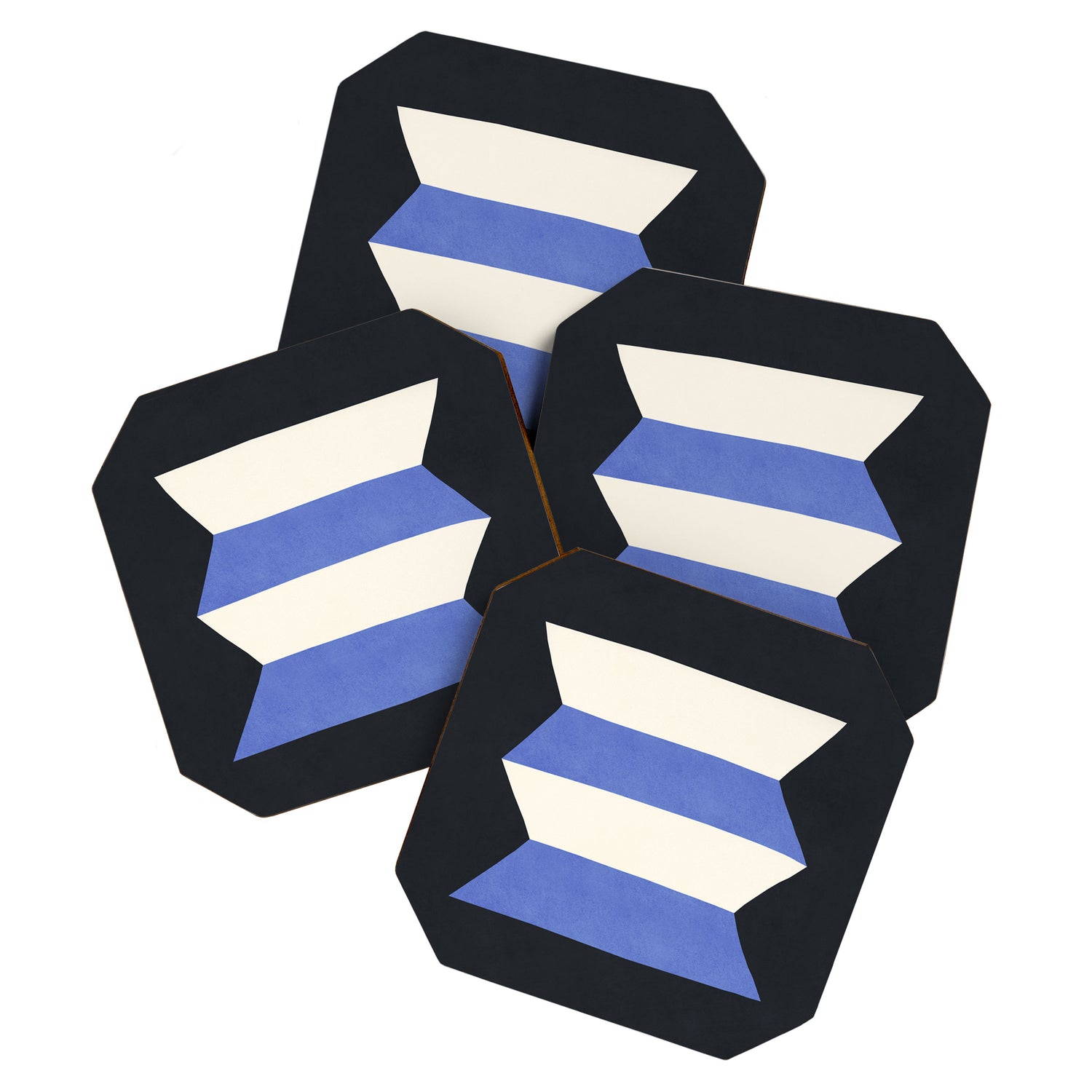 Geometric Vase - White Blue on Dark Coaster Gallery Image 1