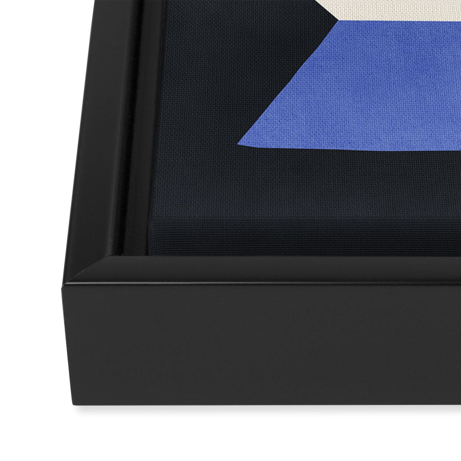 Geometric Vase - White Blue on Dark Framed Canvas Print Gallery Image 3