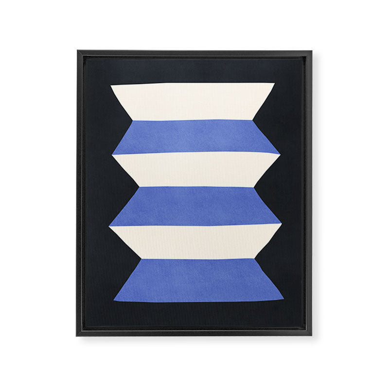 Geometric Vase - White Blue on Dark Framed Canvas Print Gallery Image 6