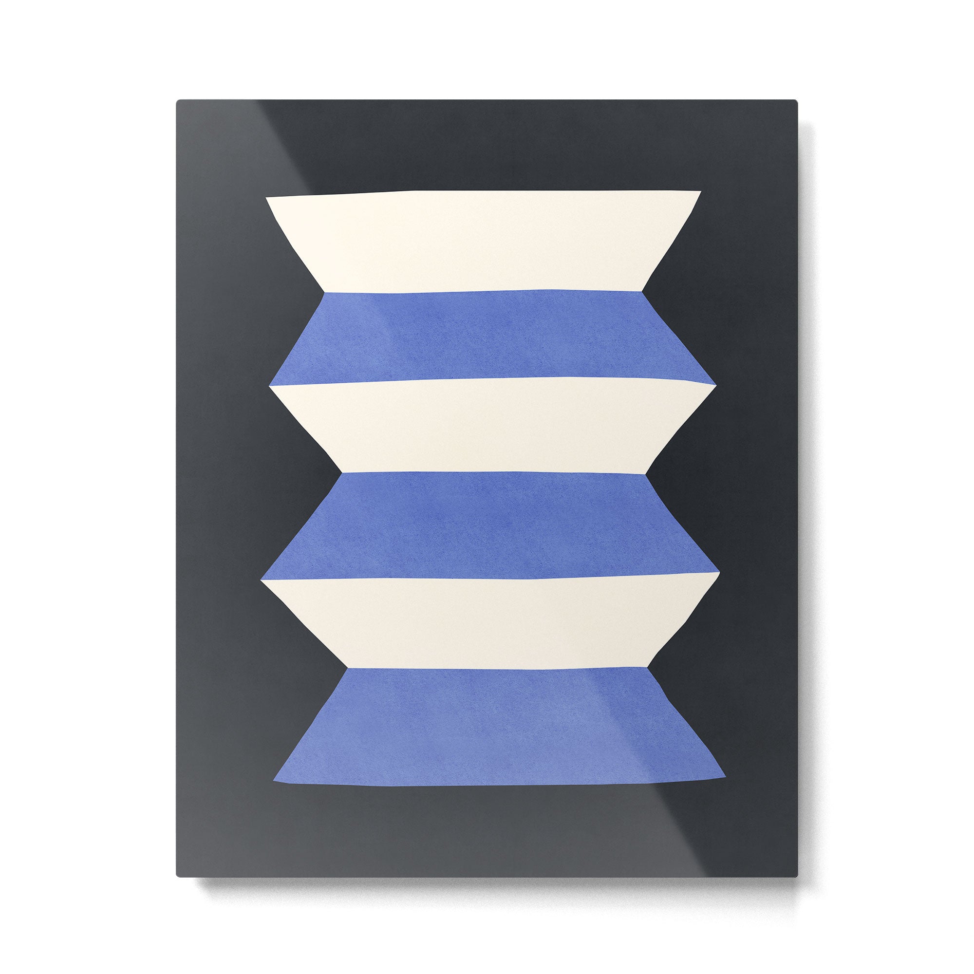 Geometric Vase - White Blue on Dark Metal Print Gallery Image 4