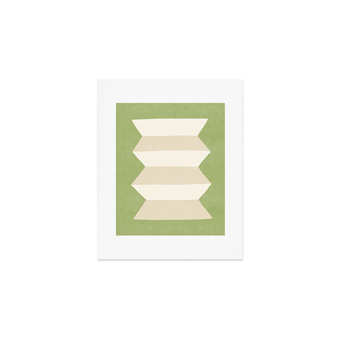 Geometric Vase - White Ivory on Green  Art Print Gallery Image 1