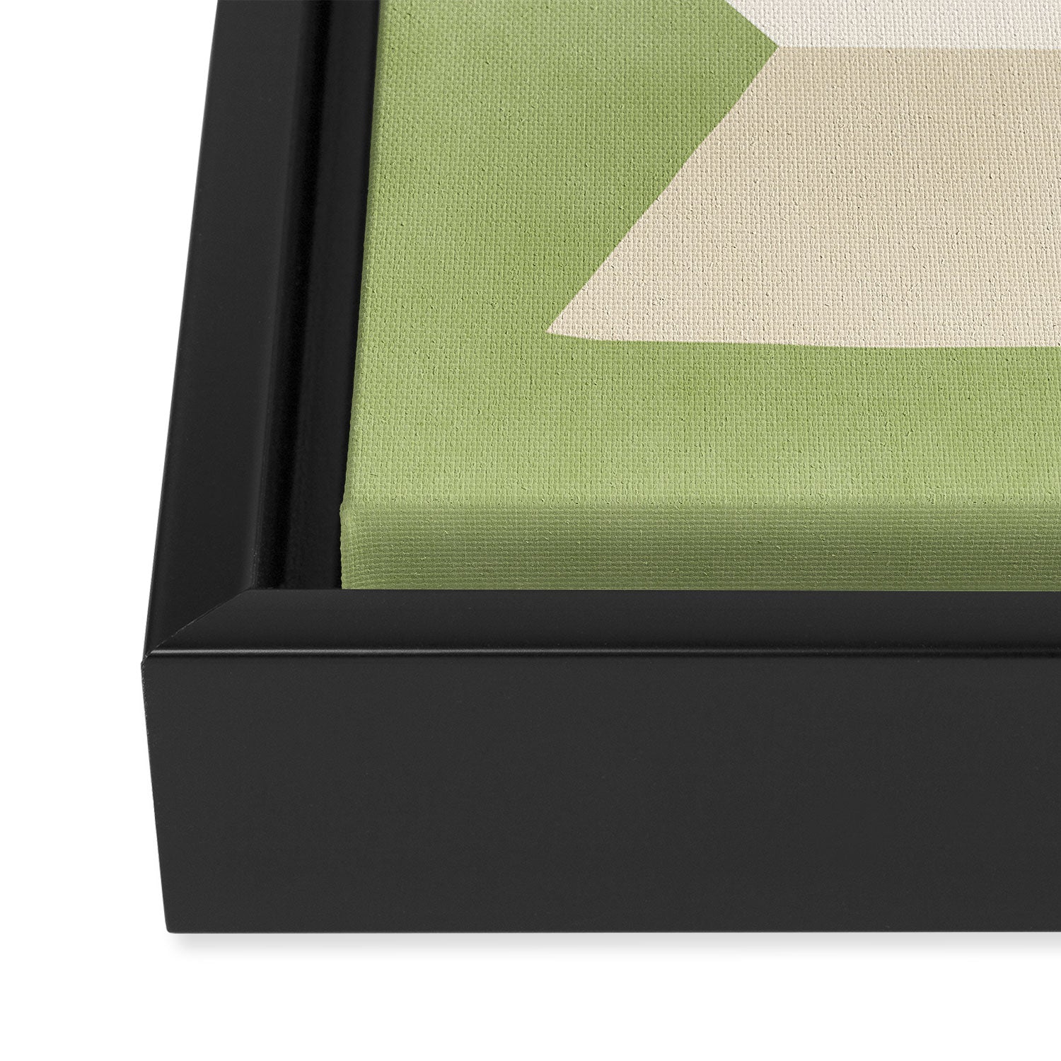Geometric Vase - White Ivory on Green  Framed Canvas Print Gallery Image 3