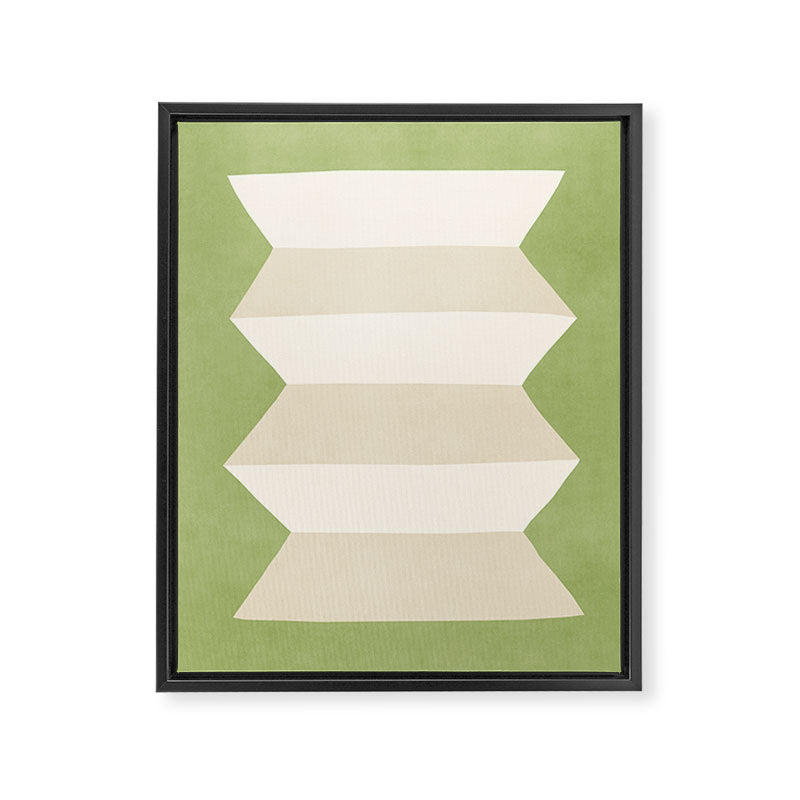 Geometric Vase - White Ivory on Green  Framed Canvas Print Gallery Image 6