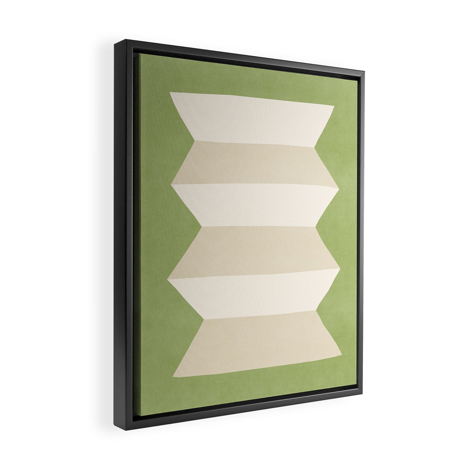 Geometric Vase - White Ivory on Green  Framed Canvas Print Gallery Image 2