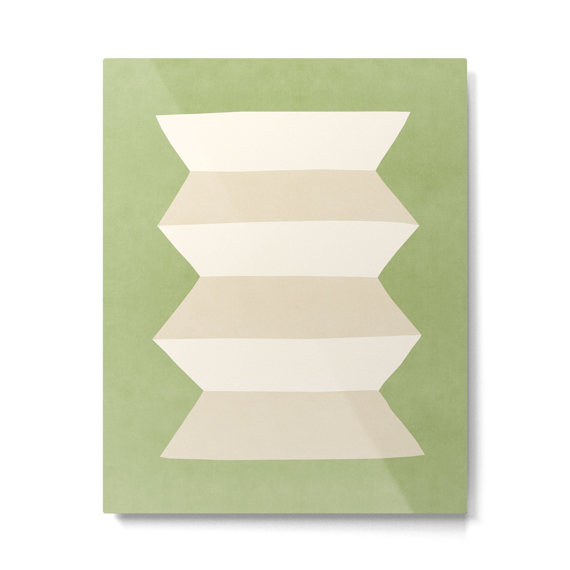 Geometric Vase - White Ivory on Green  Metal Print Gallery Image 4