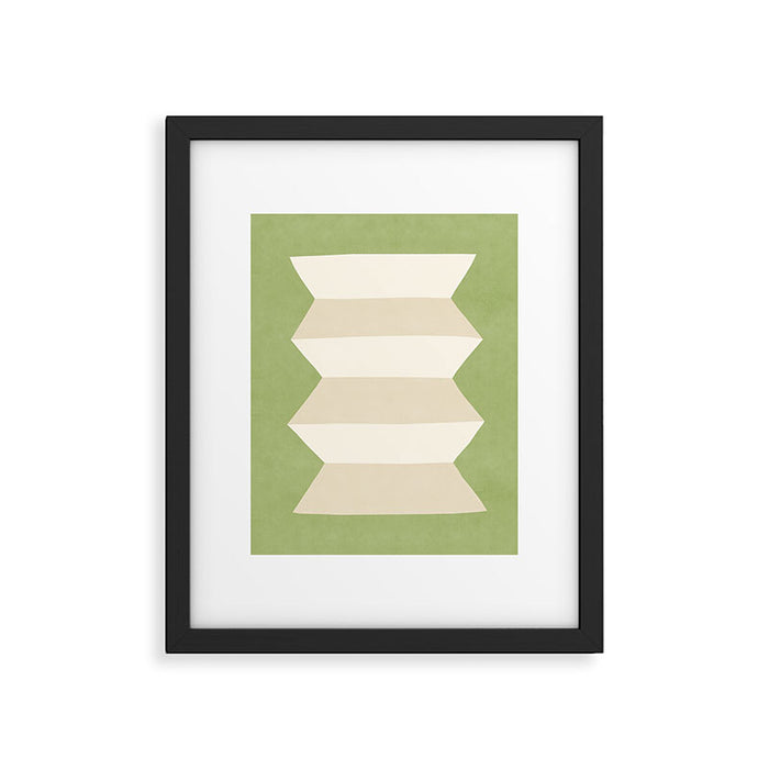 Geometric Vase - White Ivory on Green  Framed Art Print Gallery Image 1