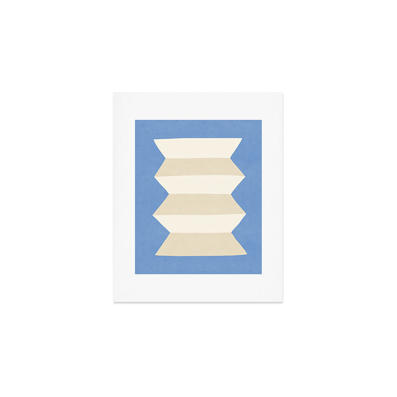 Geometric Vase - White Ivory on Light Blue Art Print Gallery Image 1