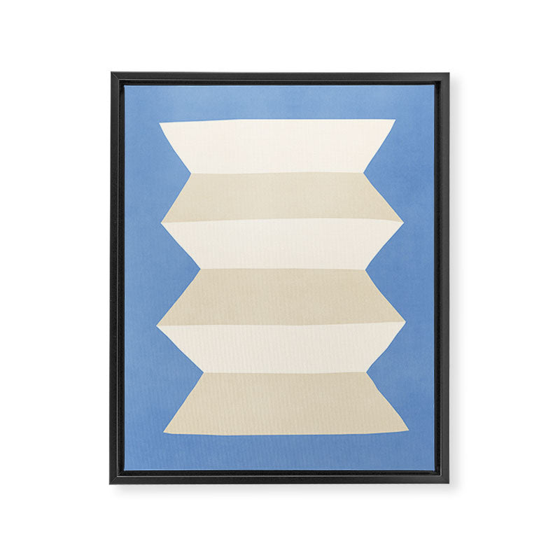 Geometric Vase - White Ivory on Light Blue Framed Canvas Print Gallery Image 6