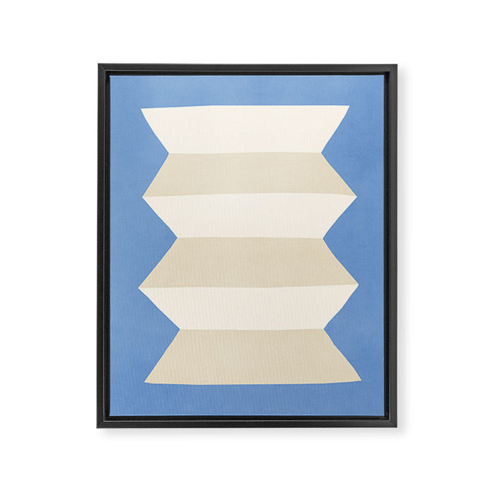 Geometric Vase - White Ivory on Light Blue Framed Canvas Print Gallery Image 1