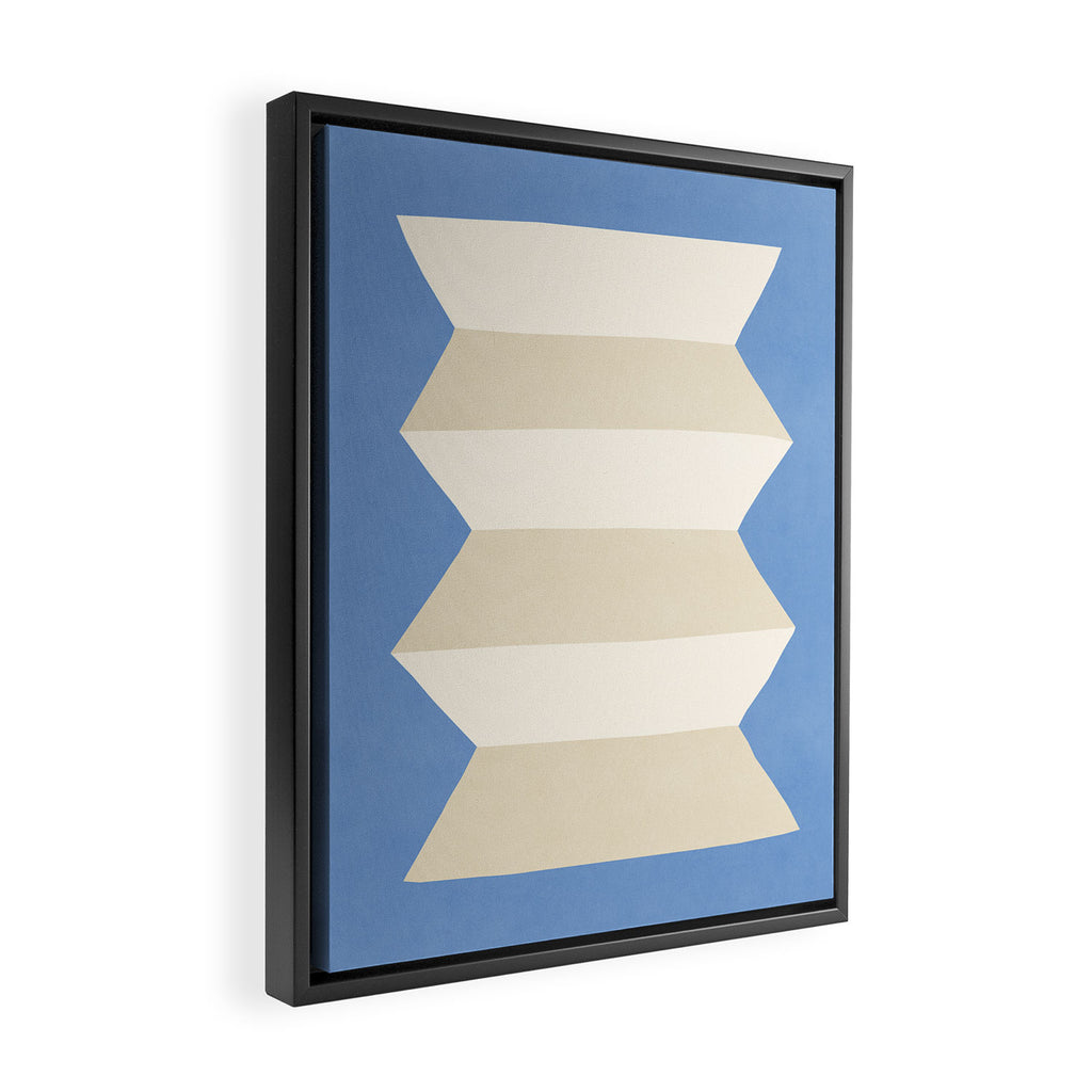 Geometric Vase - White Ivory on Light Blue Framed Canvas Print Gallery Image 2