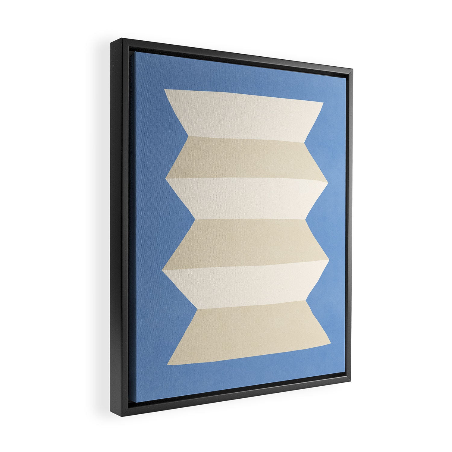 Geometric Vase - White Ivory on Light Blue Framed Canvas Print Gallery Image 2