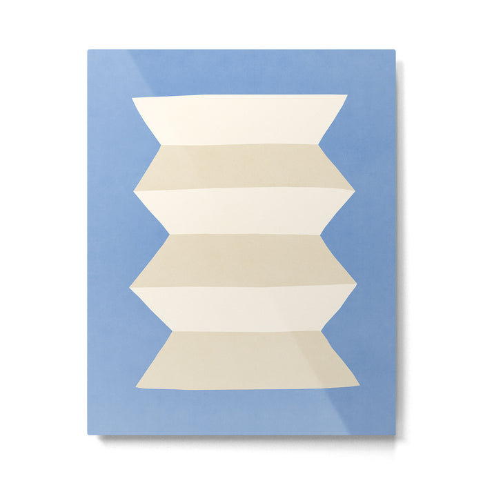 Geometric Vase - White Ivory on Light Blue Metal Print Gallery Image 1