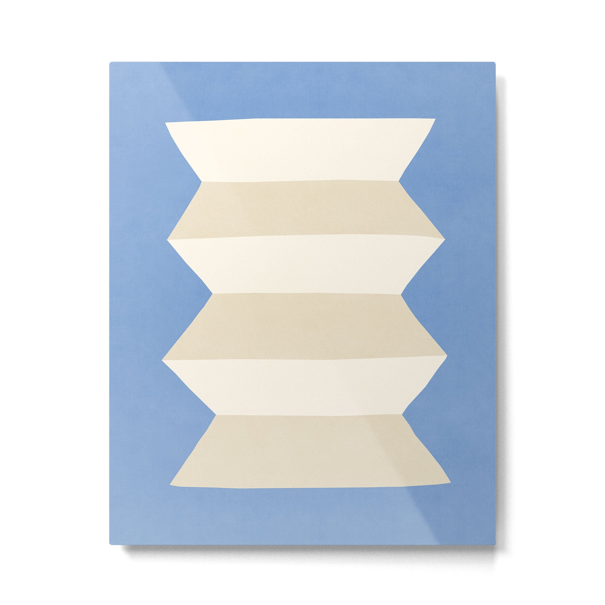 Geometric Vase - White Ivory on Light Blue Metal Print Gallery Image 4