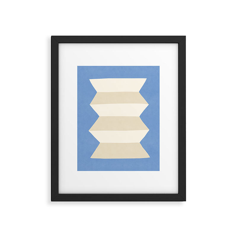 Geometric Vase - White Ivory on Light Blue Framed Art Print Gallery Image 5