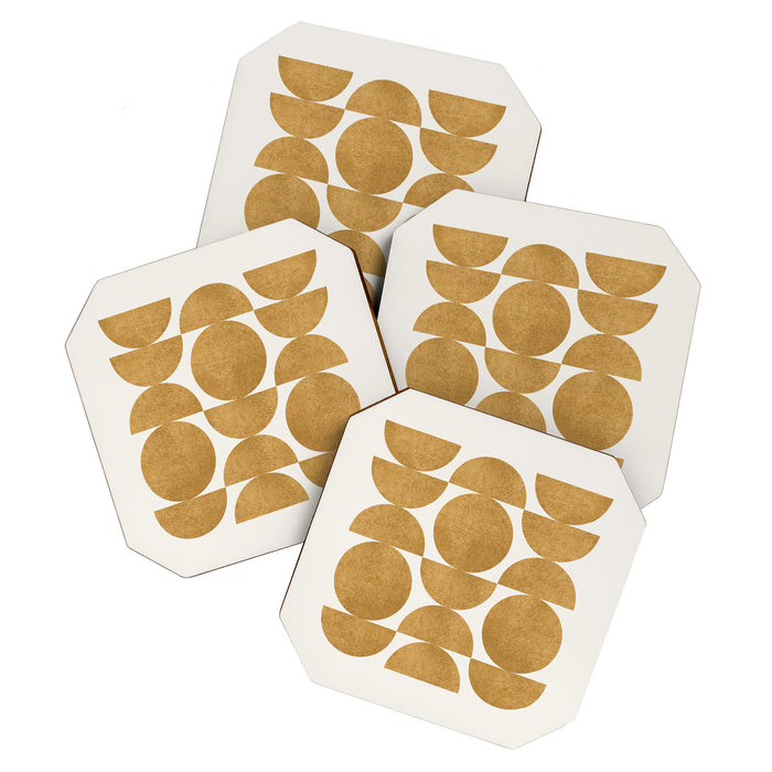 Gold Retro Scandinavian - Mid Century Modern Coaster Gallery Image 1