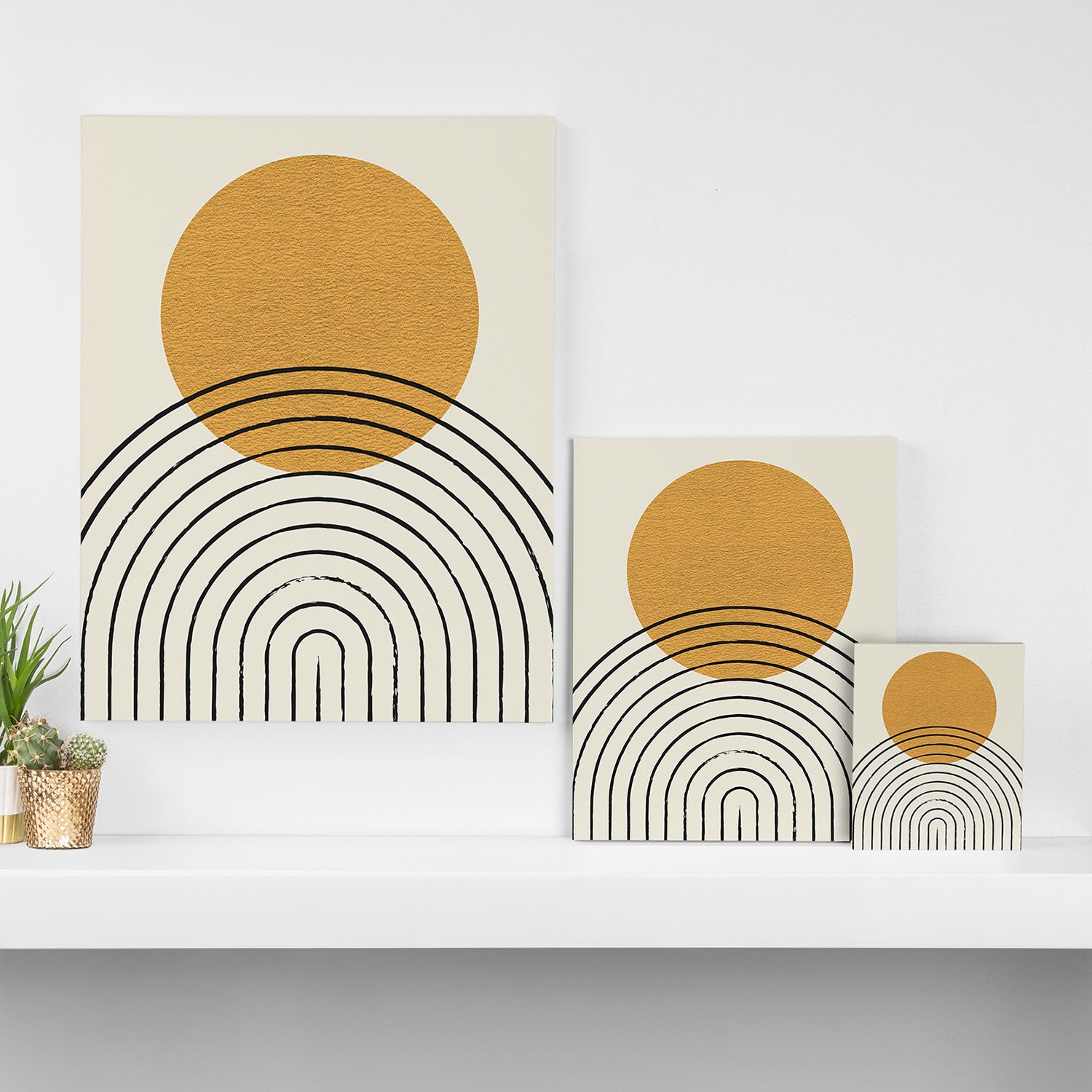 Gold Sun rainbow mid-century full Canvas Print Gallery Image 3