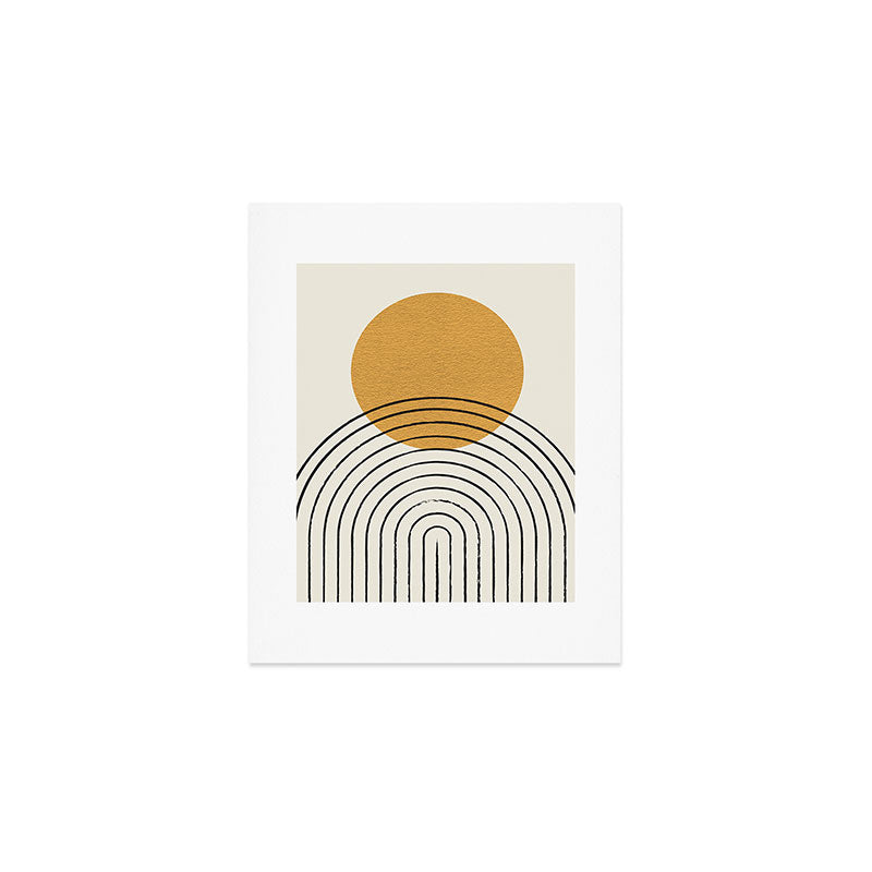 Gold Sun rainbow mid-century full Art Print Gallery Image 1