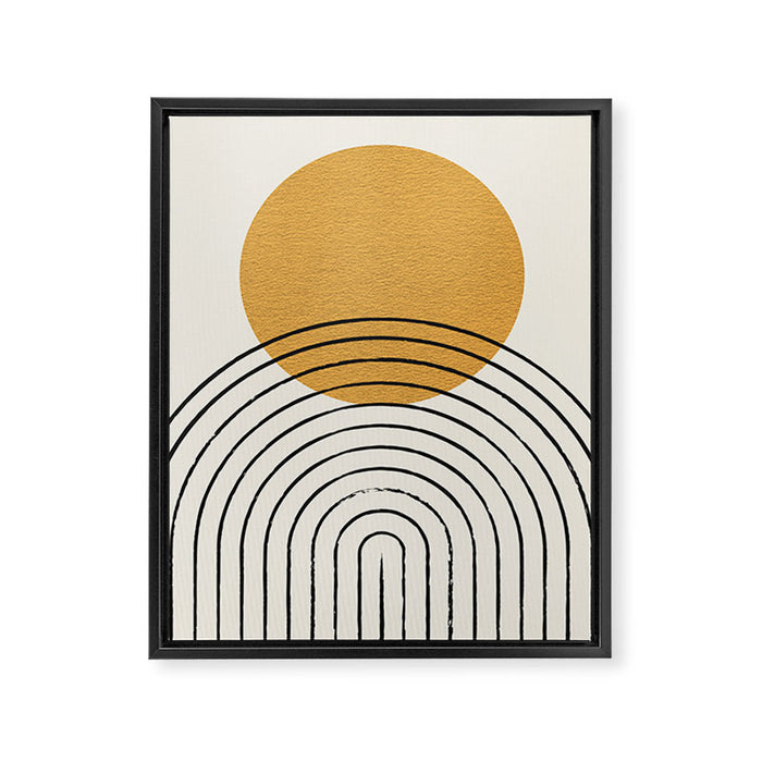 Gold Sun rainbow mid-century full Framed Canvas Print Gallery Image 1