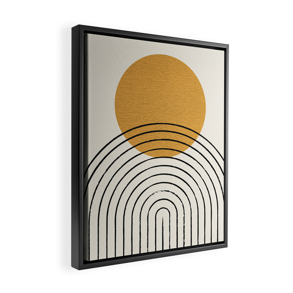 Gold Sun rainbow mid-century full Framed Canvas Print Gallery Image 2