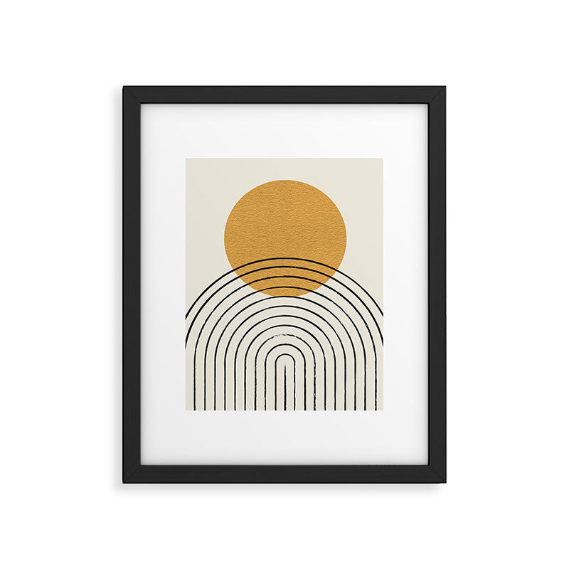 Gold Sun rainbow mid-century full Framed Art Print Gallery Image 5