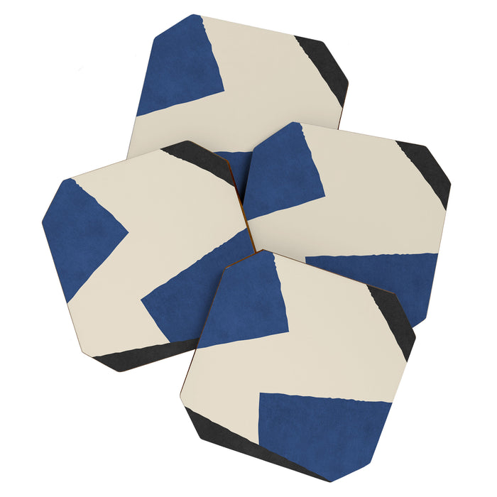 Graphic Edge Shapes - Bleu Navy Coaster Gallery Image 1