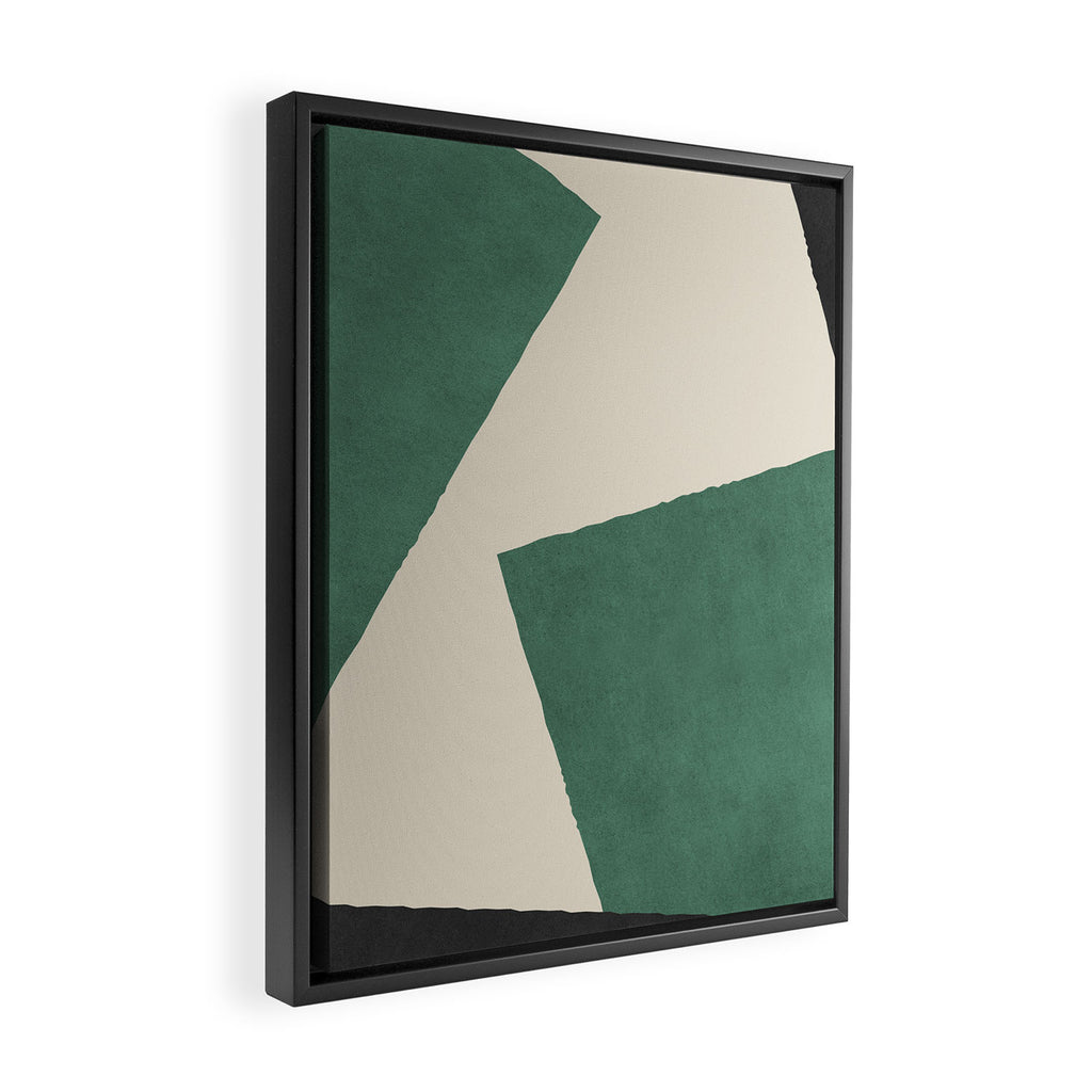 Graphic Edge Shapes - Green Framed Canvas Print Gallery Image 2