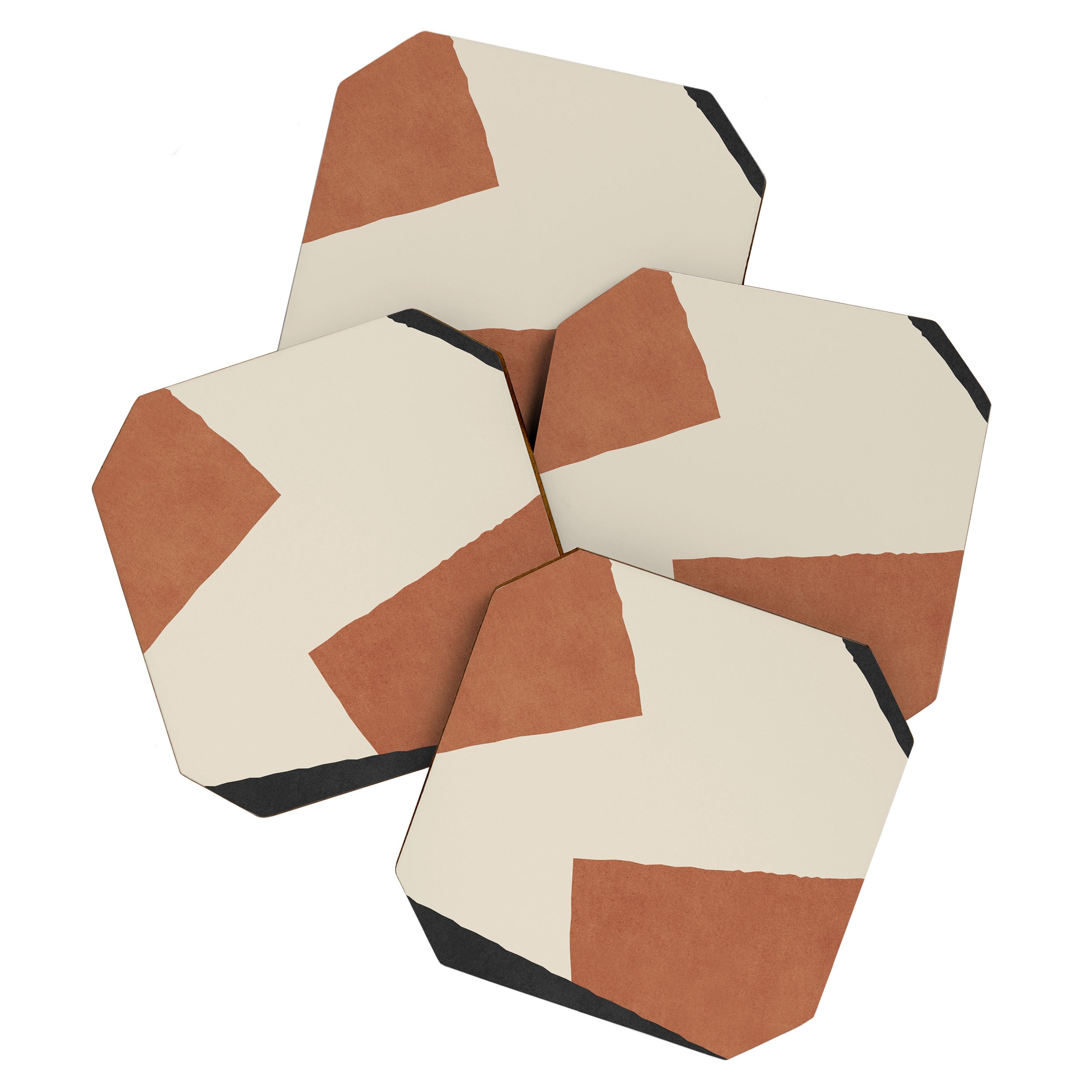 Graphic Edge Shapes - Terracotta Orange Brown Coaster Gallery Image 1