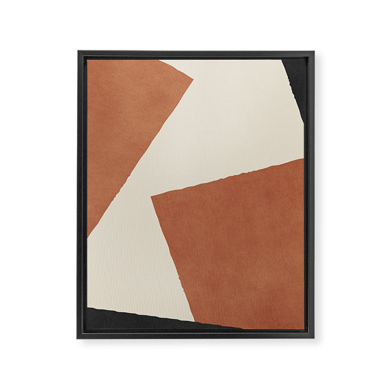 Graphic Edge Shapes - Terracotta Orange Brown Framed Canvas Print Gallery Image 6