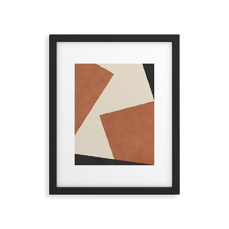 Graphic Edge Shapes - Terracotta Orange Brown Framed Art Print Gallery Image 5